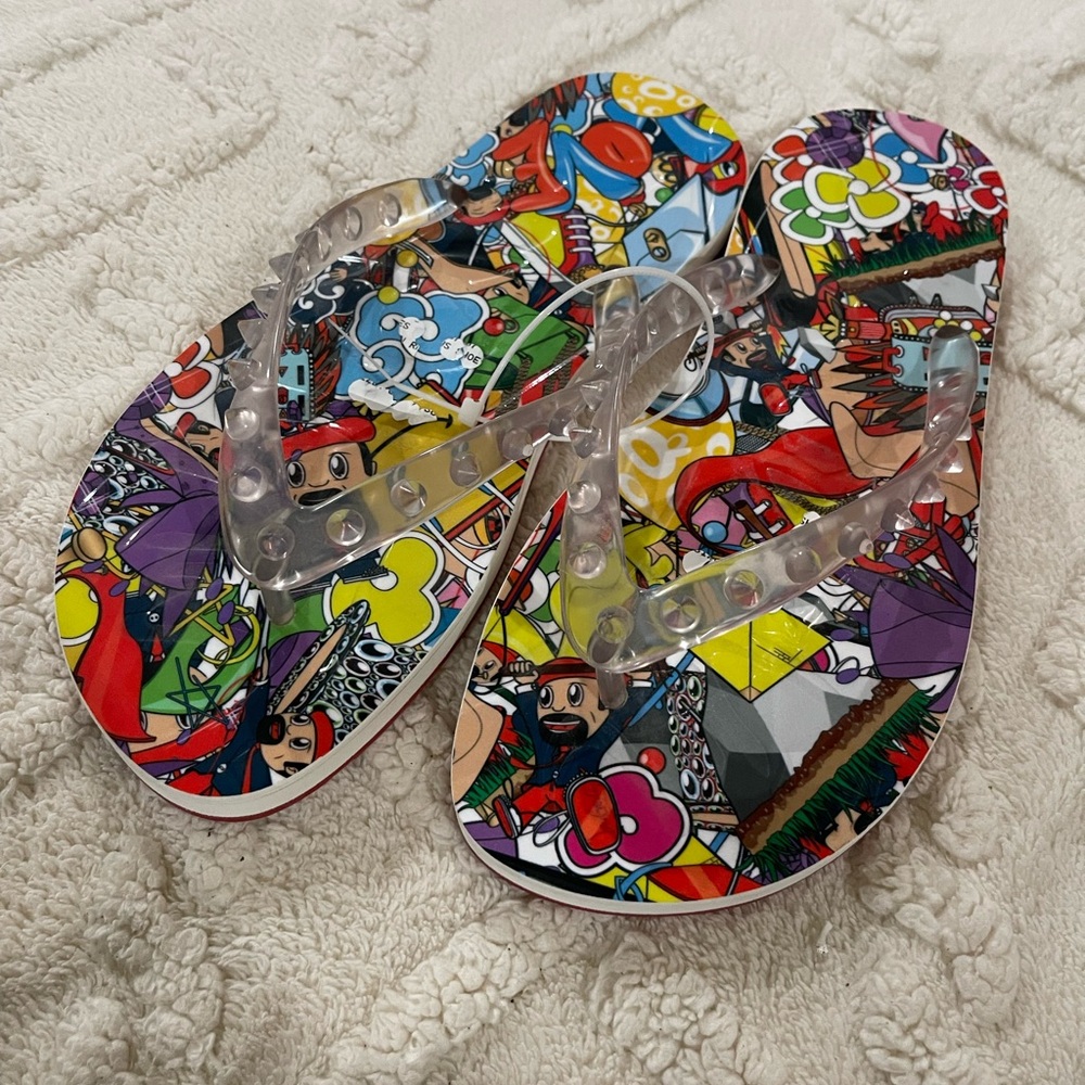 RARE christian louboutin spike flip flops
